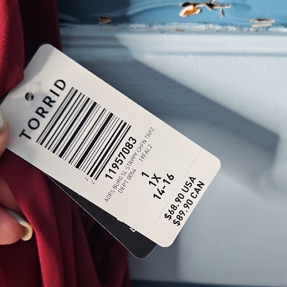 Torrid Women's Burgundy Strappy Chiffon Trapeze Women's Dress NWT - Picture 4 of 11